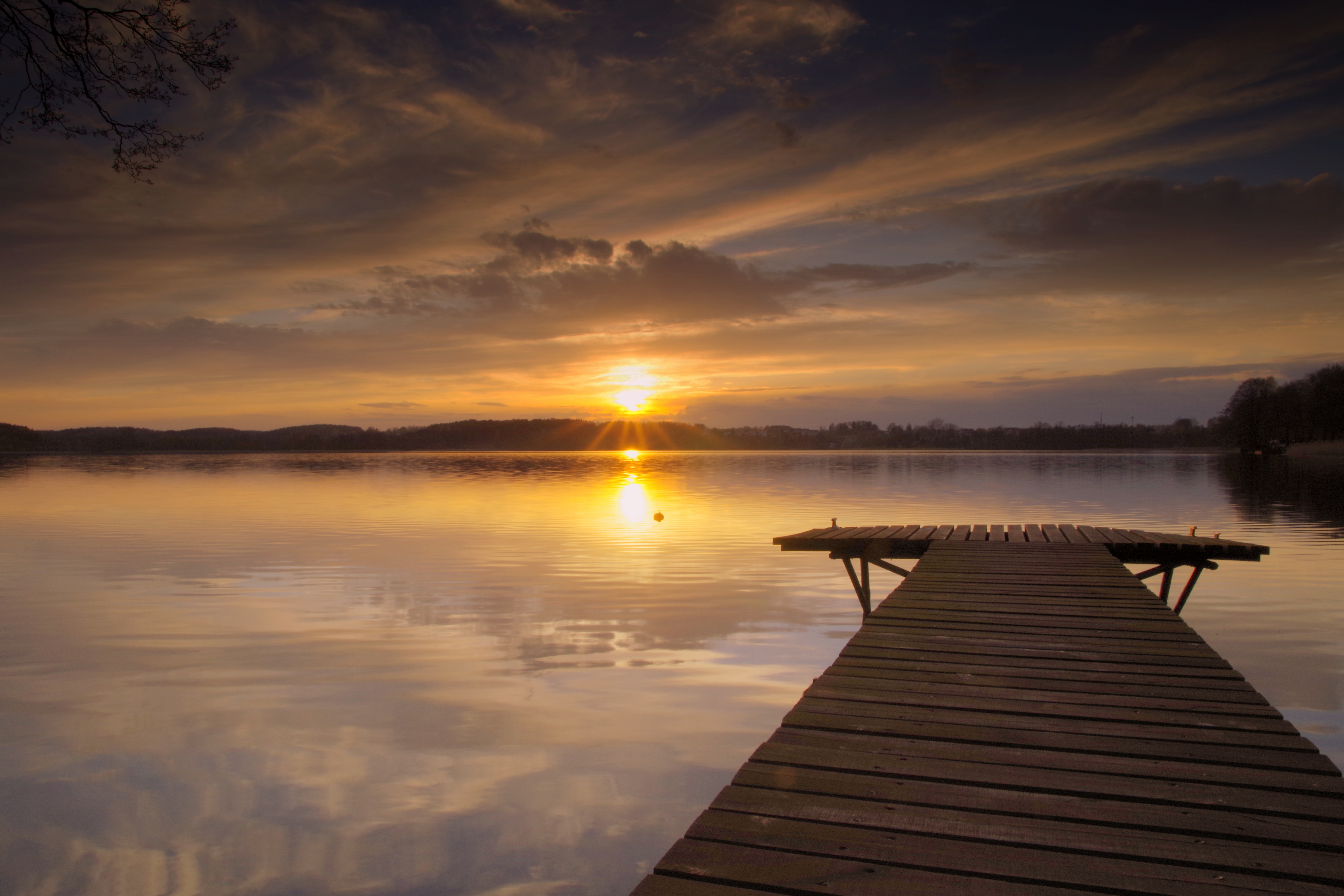 Lake pier at sunset original image